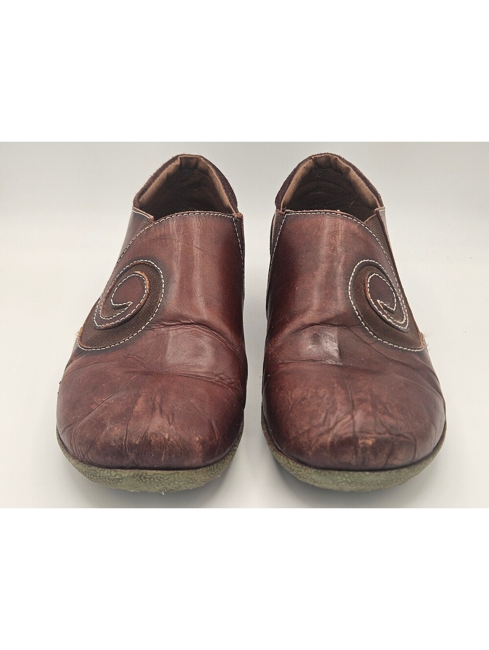 L'Artiste Spring Step Brown Leather Swirl Slip On Shoes 42